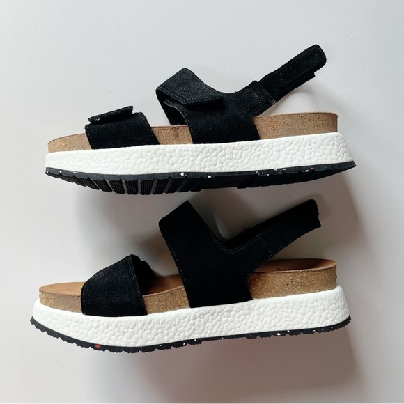 OTBT Women's Size 8 Black Suede Leather Wandering Platform Sandals Adjustable - Picture 4 of 13